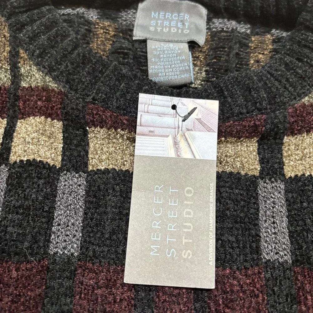 Vtg Mercer Street Studio Sweater NWT Large Multicolor Geometric‎ Knit Crewneck
